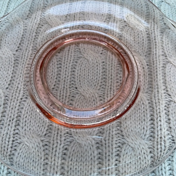 Vintage Pale Pink Depression Glass Era Plate, 9” x 7.25", has handles. - Picture 10 of 12